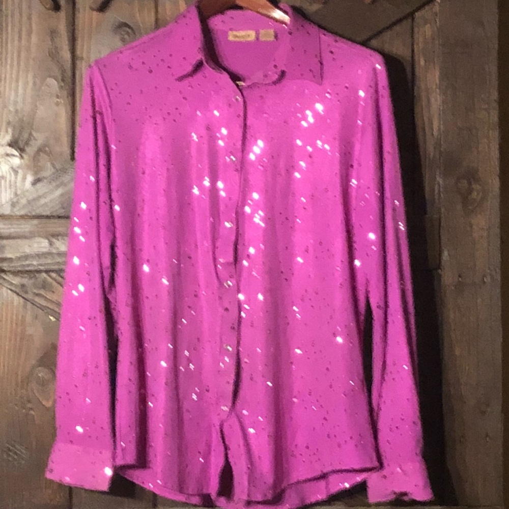 Pink Wrangler sequined snap blouse never used
